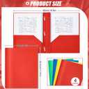 Gueevin 12 Plastic Folders with Pockets, Two Pocket Folder Fit Letter Size, Folders with 3 Prongs and 3 Hole Punch Pocket Portfolios School Business Card Holder for Home Office School