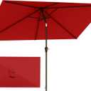 6.5'x10' Rectangular Patio Outdoor Umbrella,Large Coverage with Push-Button Tilt & UV Protection,Sturdy Ribs for Deck,Lawn,Pool,Backyard, 6.5 feet by 10 feet