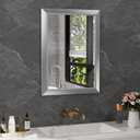 Amorho Bathroom Mirror for Wall 22x30 Inch, Brushed Silver Metal Framed | Anti-rust, HD Reflection, Tempered Glass, Mirrors for Over Sink, Bedroom, Living Room, Entryway, Horizontal or Vertical.