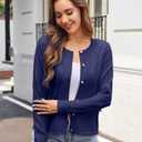 Yekaty Women's Long Sleeve Crew Neck Button Down Cardigan Knit Shrugs Sweater Tops Trendy Clothes (M)