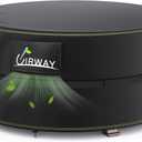 UIRWAY Fire Pit Cover 44 Inch Round, Waterproof Outdoor Fire Pit Cover, 600D Heavy Duty Oxford Fabric Firepit Cover with PVC Coating, Strong Tear & Windproof Patio Fire Pit Table Cover, Black