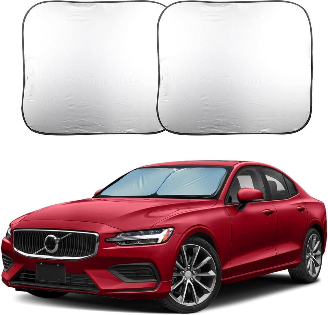 EcoNour 2 Piece Foldable Car Windshield Sun Shade UV & Heat Protection, Interior Cooling, Durable Upgraded Design, Easy Fold, Front Window Sunshade - Medium (31" L x 28" W)