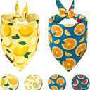 Cute Fruit Dog Bandanas 2 Pack, 4 Patterns Watermelon Lemon Orange Melon, Summer Dog Bibs for Large and XL Breed, Reversible Boy and Girl Pet ScarfLarge