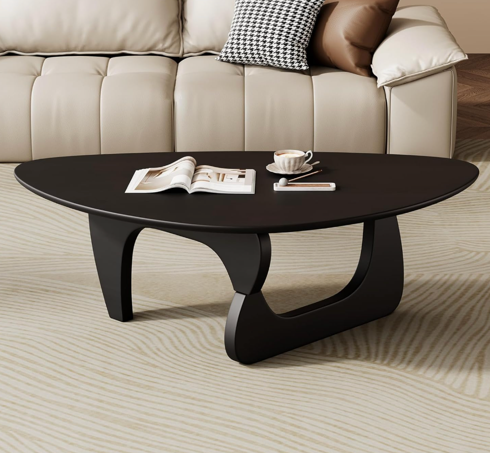 Mid Century Modern Coffee Table - Black Wooden Coffee Table for Living Room,Center Table Suitable for Bedroom Living Room Reception Office Tables (Black, Small 34.5 * 23.5 * 16in)