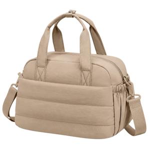 CAMTOP Lunch Box for Women, Cute Quilted Lunch Bag with Shoulder Strap, Lightweight Puffy Padded Waterproof Lunch Tote, Reusable Lunch Cooler for Work Picnic Travel Beach (Camel)