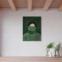 UCRAASDEB Emerald Green Abstract Feminine People Wall Art, Girl with Flowers Minimal Japandi Female Abstract Canvas Prints, Retro Female Portrait Aesthetic Decor for Bedroom Apartment Dorm 24'' x 16''