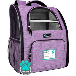 PetAmi Dog Backpack Carrier for Small Large Cat, Pet, Puppy, Ventilated Pet Hiking Backpack Travel Bag, Airline Approved Cat Backpack Carrier, Camping Biking Dog Bag Up to 18lbs Pet, Purple