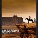A PLUS MAX 18x22 Picture Frame, Black Engineered Wood Frame for 18 x 22 Inch Picture Poster Photo, Light Weight 18 by 22 Frame with Wood-grain for Wall - 1 Pack/Black/18 x22
