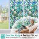 Coavas Decorative Window Privacy Film, Heat Control Sun Blocking Stained Glass Window Film, Floral Design Static Cling, Non Adhesive Windows Tint for Bathroom Front Door(Vinyl, 17.5" x 118.1 ") (Green)