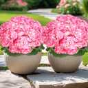 6 Bundles Artificial Flowers for Outdoors, Faux Geraniums Artificial Flowers Realistic, Faux Plants Outdoor UV Resistant for Garden Patio Porch Window Box Home Indoor Outdoor Decor (12, Pink)