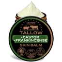 Untamed Organics Handmade Tallow, Castor Oil, and Frankincense Oil Skin Balm - 100% Grass-Fed Tallow for Skin Care - Face & Body Moisturizer for Sensitive Skin, Eczema All-Purpose Balm - 2 FL. oz.