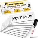 X-bet MAGNET Dry Erase Magnetic Labels 60 pcs 1x3 - Reusable Sticky Notes - Magnetic Notepads for Refrigerator - Dry Erase Sheets - Blank Magnet Stickers - Used for Whiteboard, Classroom
