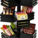 3-Tier Rotating Bamboo Tea Bag Organizer Carousel, Holds 108 Tea Bags