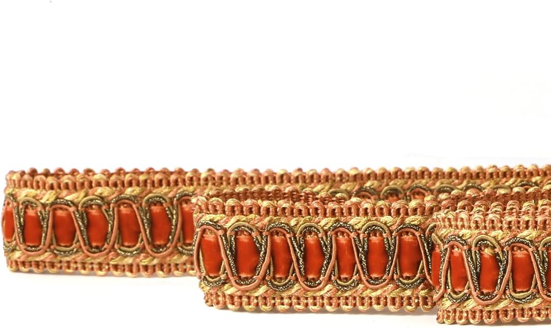 Fenghuangwu Braid Trim 6.5 Yard Polyester Woven Gimp Braid Trim 2.8 cm/1.1 inch Diameter Decorative Fabric Trim for Sewing and Crafting (Orange)