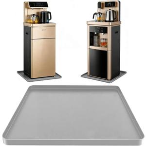 Water Cooler Mat, 24x16x0.8 Inches Non-Slip Silicone Pet Mat with Raised Edge, Multipurpose Leakproof Drip Tray Kitchen and Appliance Floor Protector Mat for Home Appliances (Grey)