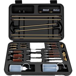 Universal Gun Cleaning Kit, Rifle Cleaning Set with Reinforced Brass Rods, Brass Jags and Slotted Tips