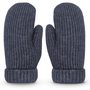 Whiteleopard Men's Winter Gloves Warm Lining Elastic Cuff - Knit Stretchy Cold Weather Warm Knit Thick Gloves Mittens (Large, Navy)