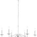 JONATHAN Y 34.75" White 6-Light Bohemian Farmhouse Iron Chandelier, Rustic Candle-Style LED Hanging Light for Dining Room Kitchen Island Entryway Foyer (JYL7559D)