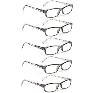 Kerecsen Reading Glasses 4 Pairs Fashion Ladies Readers Spring Hinge with Pattern Print Eyeglasses for Women (4 Grey, 1.25, x)