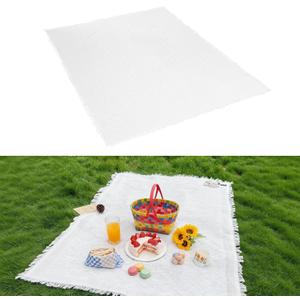 Upriver 91 x 71'' Extra Large White Outdoor Picnic Blanket, Picnic Blanket Bohemia Oversize Beach Blanket with Fringe for Camping, Lawn or Wedding