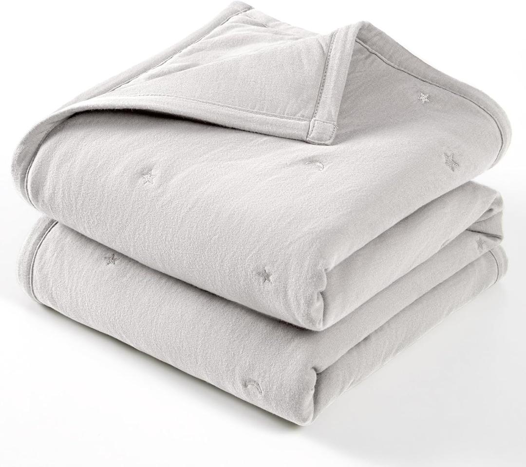 Lulu moon Baby Crib Blanket - Jersey Cotton Crib Quilt for Infant and Toddler Bedding - Lightweight Nursery Quilted Blanket for Girls and Boys 30x40''Sliver Grey