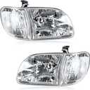 Headlights Parking Lights Compatible with 2000-2004 Toyota Tundra White Head Lights Lamp Replacement for TO2530135 TO2531135