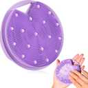 2 x Silicone Body Scrubber -Anti Zinc Infused Exfoliating Body Scrubber | Anti Slip Silicone Loofah,Stiff & Soft Bristles for Cellulite Reduction,Blood Circulation- Purple