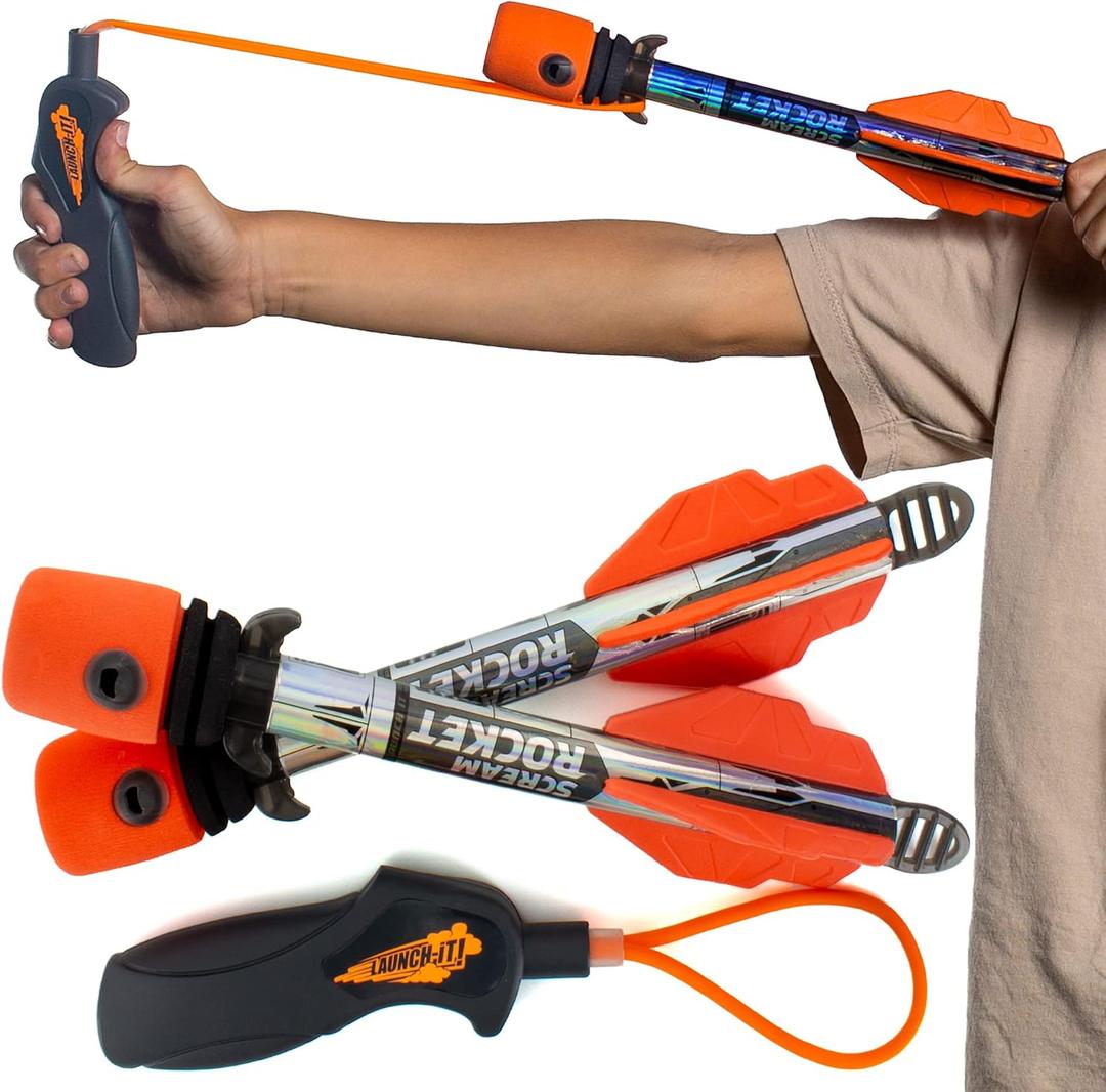 Toy Rocket Launcher for Kids: Slingshot Rockets Outdoor Toys & Beach Games - Water Summer Birthday Gifts for Boys & Girls All Ages 8 & Up - Pool Toys & Boy Gifts for 8 9 10 11 12 Year Old Gift Ideas (Orange)