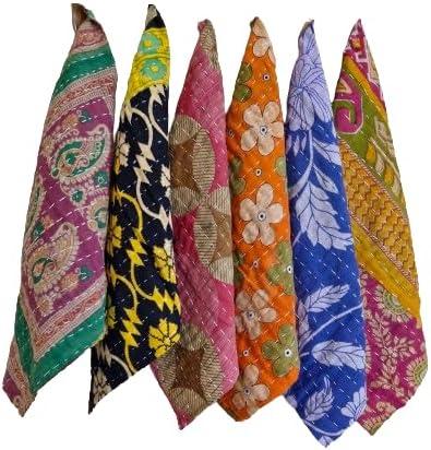 Payalrugs Kitchen Towels Mixed Assorted Set of 5 Vintage Floral Kantha Cotton Kitchen Towels, 20x25 Inches, Multicolour