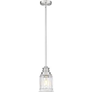 HWH Pendant Light Kitchen Island, Bell-Shaped Fluted Clear Glass Pendant Light, Pendant Lighting Height Adjustable for Dining Room, Brushed Nickel, 5HZG106MIL-L BN, 1 Pack