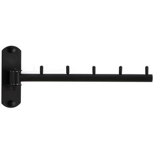 Folding Wall Mounted Clothes Hanger Rack with Swing Arm Stainless Steel Heavy Duty Coat Hook for Bathroom, Bedroom, Laundry Room - Black