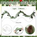 Jutom 9 ft Pre-lit Christmas Snowy Norfolk Pine Garlands White Frosted Real Touch Cedar Garland Artificial Long Needle Garland with Pine Cone Light for Xmas Mantle Table Stair Indoor Outdoor Decor