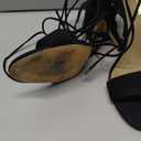 ISNOM Lace Up Heels Sandals for Women, Square Toe Open Toe Thong Strappy Heels Women's Stiletto Heeled Sandals -Black , 8,5