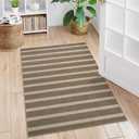 Lahome Elance Striped Easy Jute Rug, 3x5 Outdoor Patio Porch Rug Washable Rugs for Entryway, Indoor Outdoor Living Room Carpets, Farmhouse Neutral Non Slip Carpet for Backyard Bedroom RV, Khaki