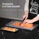 Cutting Board Double Sided Non Slip, Stainless Steel Cutting Boards for Kitchen,Chopping Boards for Kitchen With Juice Groove Wheat Straw PP,16X11 In, Easy To Clean