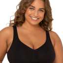 Fruit of the Loom Women's Fit for Me Collection: Plus-Size Wireless Bra - Soft Cotton Comfort & Support (46D, Black Hue)