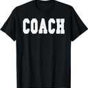 Coach Bold Lettering Halloween Costume Dress Up T-Shirt (Small, Black)