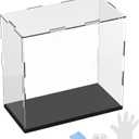 M METERXITY 1-Pack Acrylic Display Case, 7.9x3.9x7.9 Inch/20x10x20cm Acrylic Clear Display Case Box with Black Wooden Base for Collectibles, Dustproof Showcase [Black, Clear]