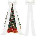 118x28 Inch Extra Large Wedding Bow Giant Wall Satin Bow Decoration with Long Streamers Huge Oversized Topper Decor for Room Backdrop Tree Topper Holiday Party Door(White,Satin)