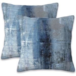 Throw Pillow Cover Case Blue and Grey Abstract Art Pillow Covers 18x18 Inch Set of 2,Soft Decorative Throw Pillow Case for Living Room Bedroom Sofa Couch Cushion Covers