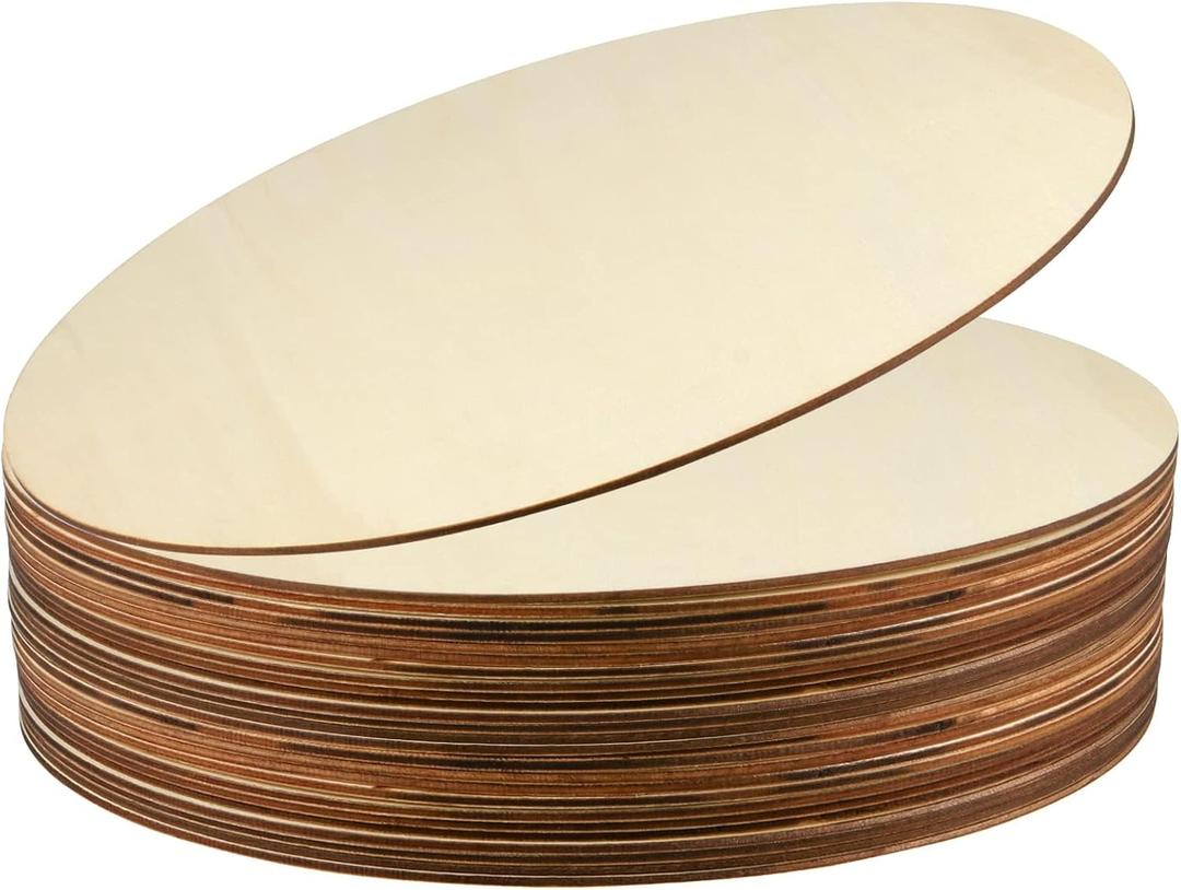 25 Pack 12 Inch 1/8 Thick Round Wood Circles, Natural Premium Unfinished Wood Circles Discs for Crafts Door Hangers Acrylic Painting, 300x300x3mm