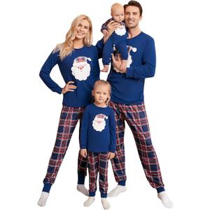 Honwenle Family Christmas Pajamas Matching Sets Soft Long Sleeve Family Christmas Pjs Sleepwear Holiday Lounge Set (X-Large, Red Blue Santa)