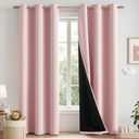 MIULEE Baby Pink 100% Blackout Curtains for Girls Bedroom 72 Inch Long, 2 Thick Layers Thermal Insulated Nursery Black Out Window Curtains with Black Liner, Noise Reducing Living Room Drapes 2 Panels