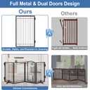 Metal Freestanding Dog Gate with Cat Door for Indoor&Outdoor,120" Extra Wide Foldable Pet Gate,36" Tall Foldable Indoor Dog Fence for Wide Openings Stairs,Deck,Yard,Doorways(6 Panels, Black)