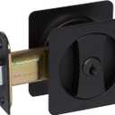 Delaney Hardware 370004 Black Contemporary Entrance Square Pocket Door Lock with Edge Pulls and Color Coded Indicators