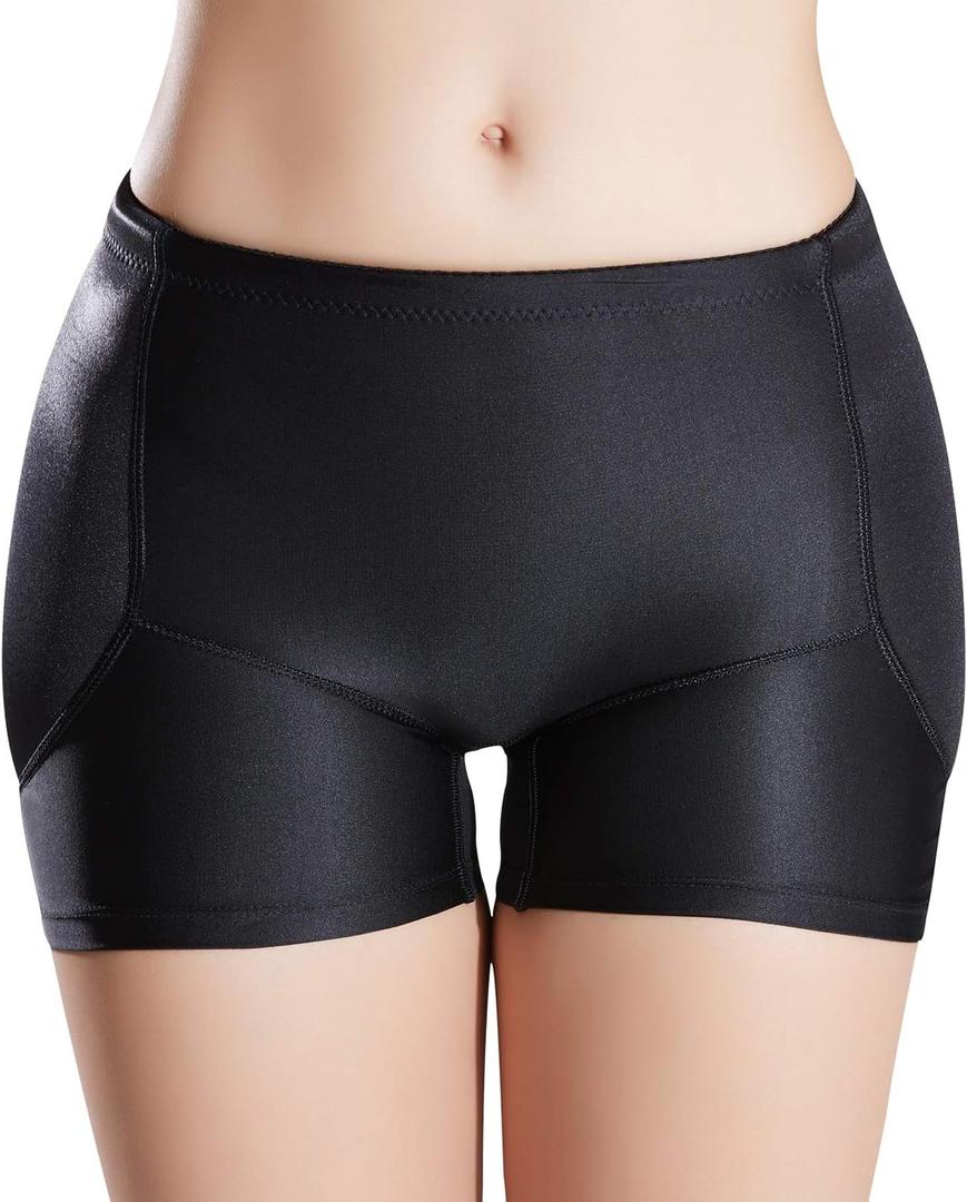 Women's Padded Seamless Shapewear Panties Hip Enhancer Underwear Shaper Shorts (Black) S