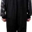 Christmas Gifts Adult 3D Skeleton Onesie - Plush Hooded Jumpsuit with Zipper, Halloween Costume XS-XL (Black, M)