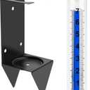 7 in Outdoor Rain Gauge, Removable Inch-Scale Tube, Black Iron 4-Way Mount Bracket, 3 Screws Included, for Fence, Rail, Post, Planter or Ground
