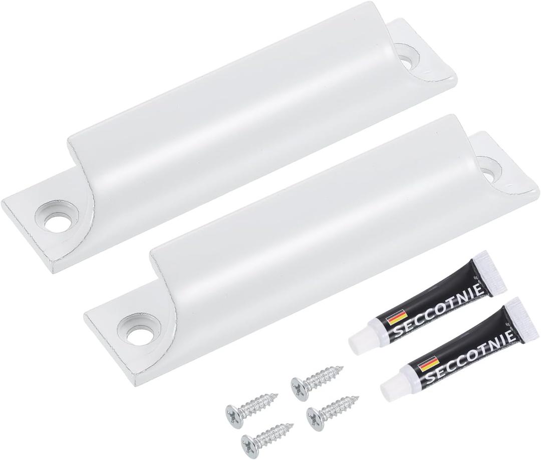 uxcell 2Pcs Drawer Pulls Handles, 3.5inch Aluminum Alloy Window Sash Lift Handle Finger Pulls with Mounted Screw Glue for Sliding Window Kitchen Closet Drawer, White