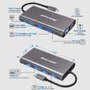 Hiearcool USB-C Docking Station for Laptop, Triple Display Dock with 4K HDMI & 1080p VGA, 11-in-1 USB-C Dock with Ethernet, 100W Charging for Home Office
